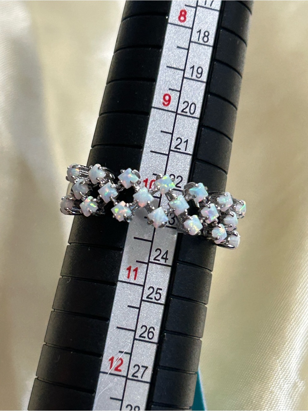 Size 10 Lab Opal Cluster Sterling Silver Ring -NWT